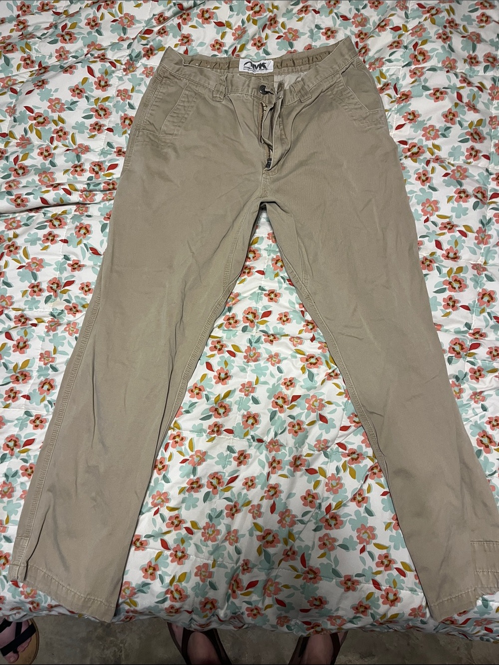 Men's Drawstring Chino Pants in Khaki - Relaxed Fit